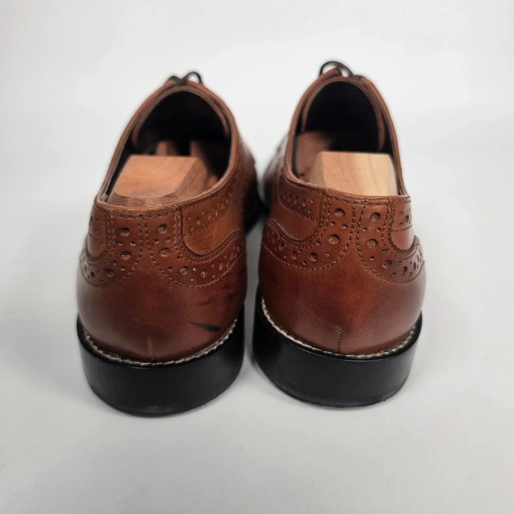 Nunn Bush Norcross Shoes Men's 10M Cognac Leather Cap Toe Oxford Dress Brogue